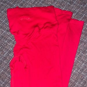 Pink red high waisted leggings